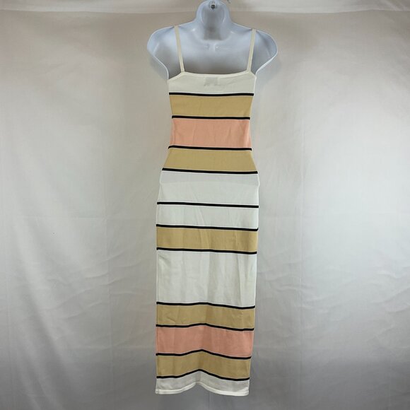 SNDYS Tube Dress M White Black Beige Pink Color Block Spaghetti Strap Knit - Picture 7 of 12